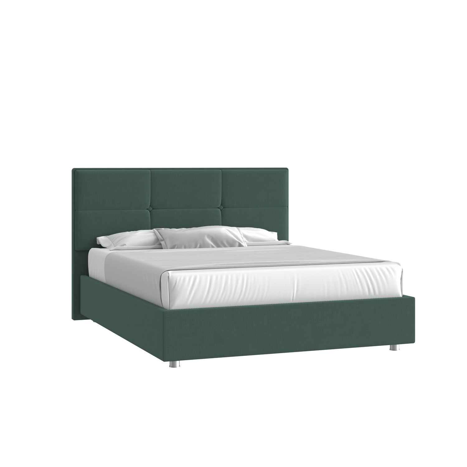 Кровать Мюнхен 140х200 Микровелюр Каприз 37 зеленый с подъемным механизмом на низких опорах