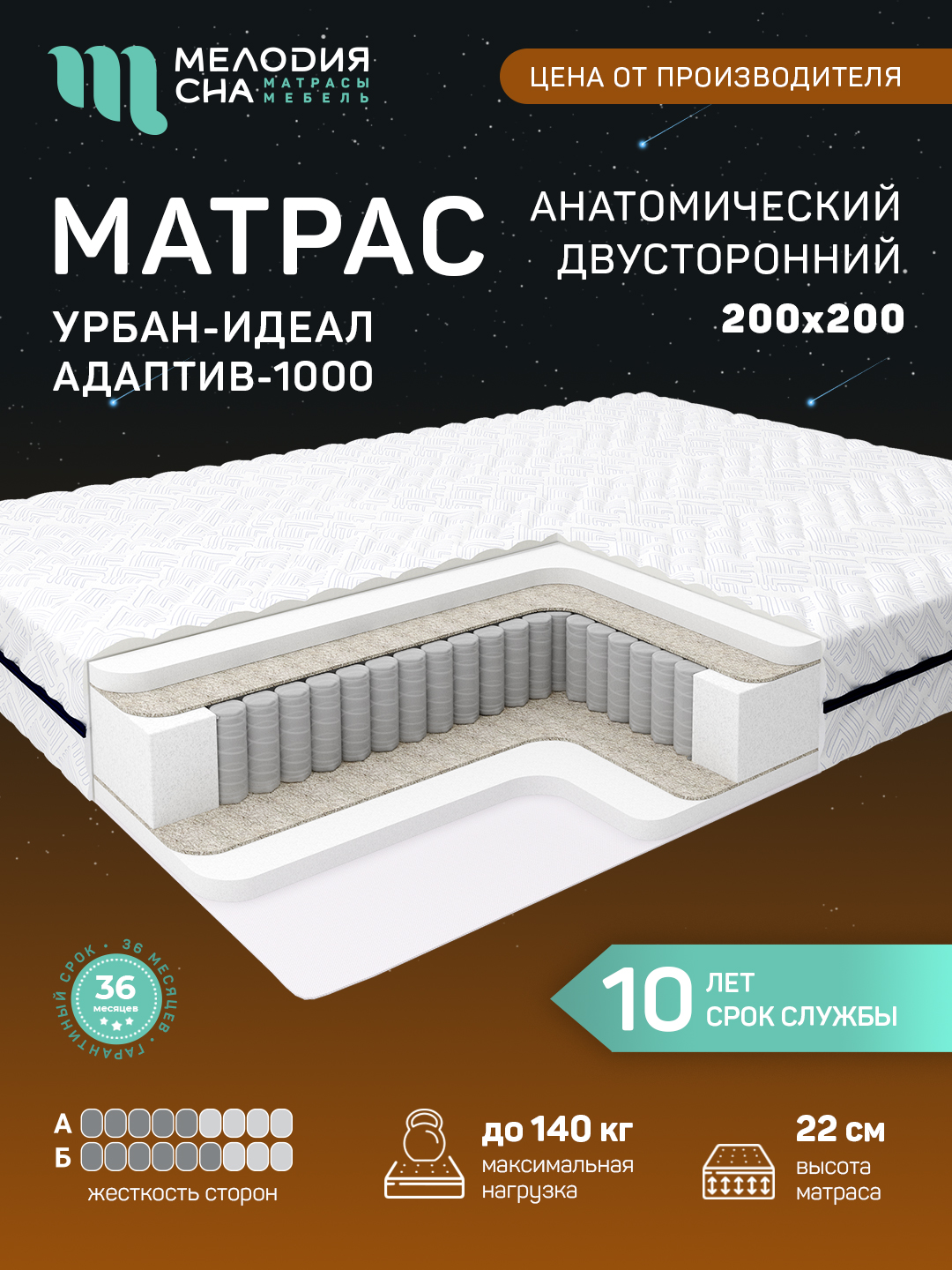 Матрас Урбан Идеал Адаптив1000 200х200