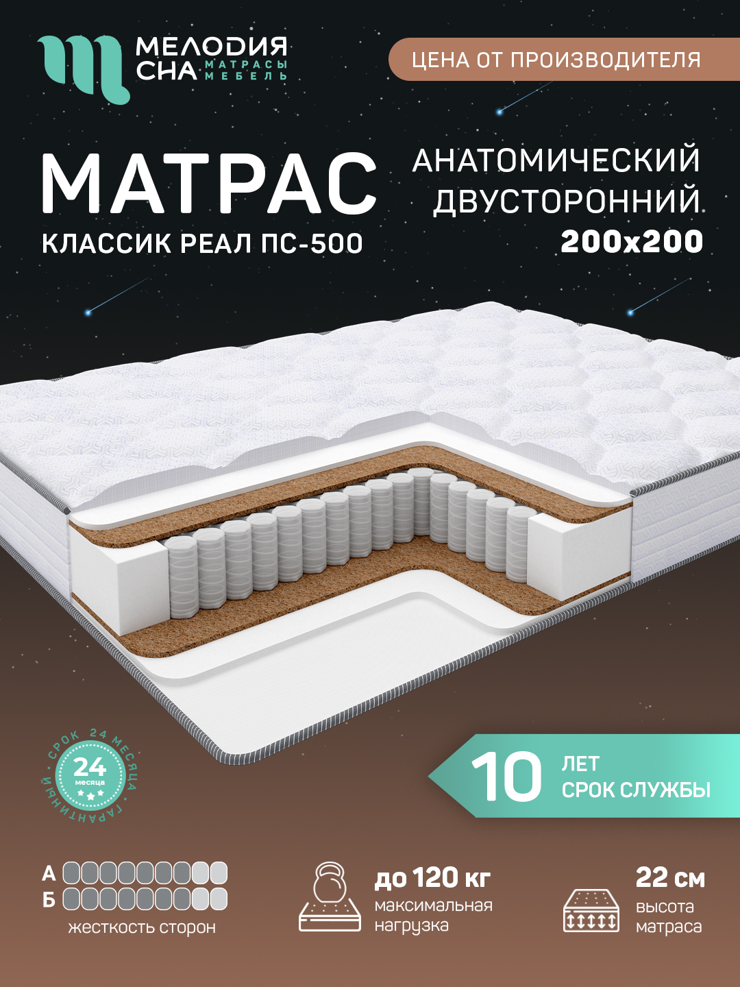 Матрас Классик Реал ПС500 200х200