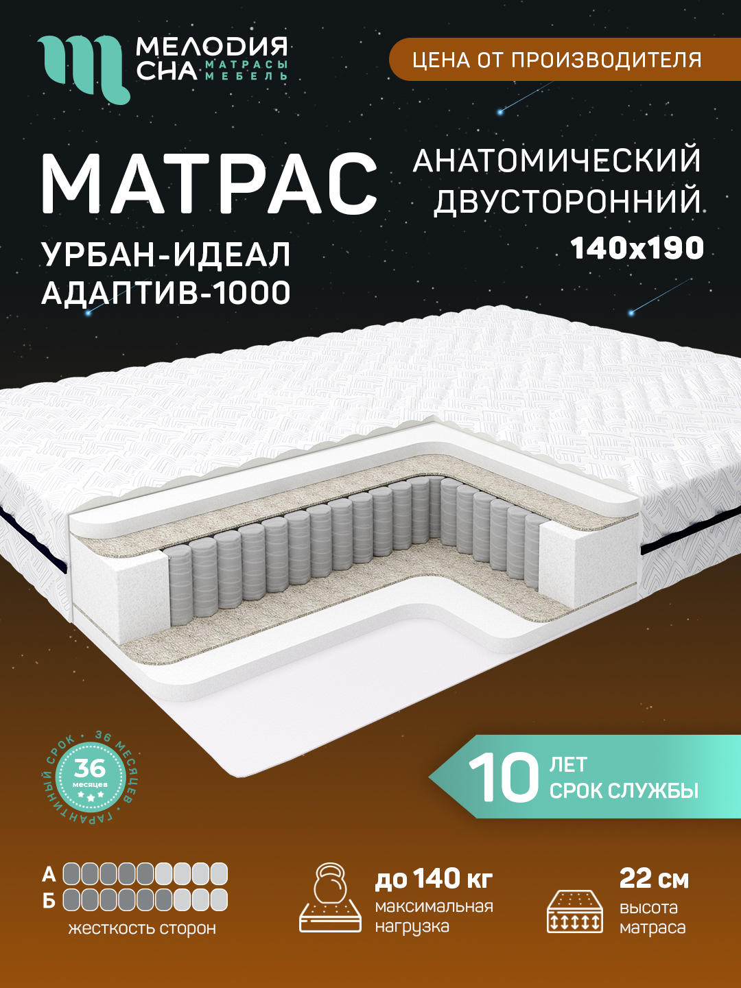 Матрас Урбан Идеал Адаптив1000 140х190