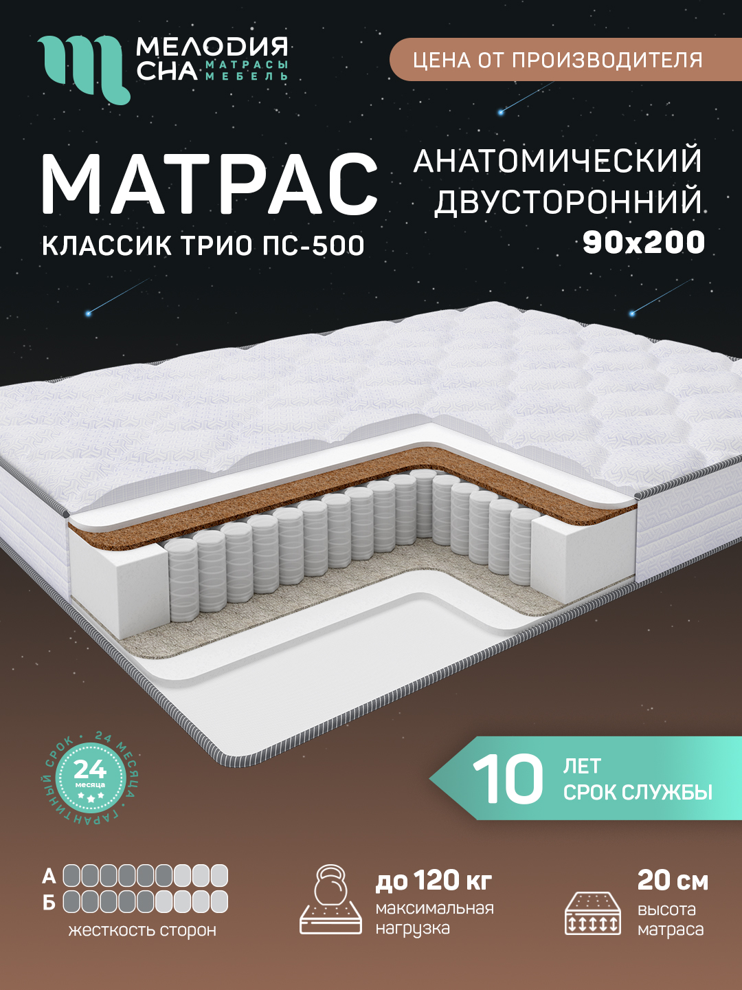 Матрас Классик Трио ПС500 90х200