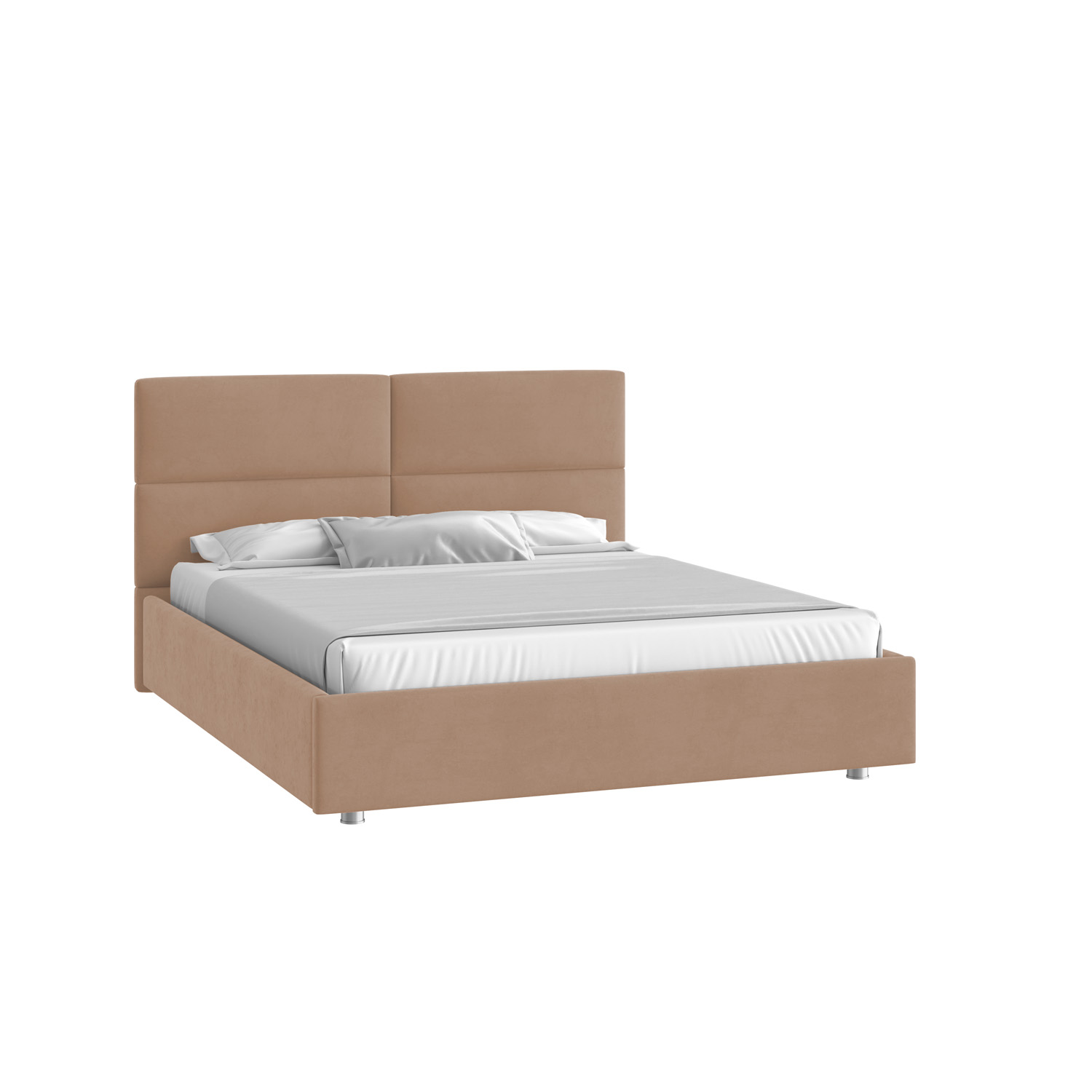 Кровать Тренд малое изголовье 140х190 Велюр Гелакси 605 бежевый с подъемным механизмомс низкими опорами
